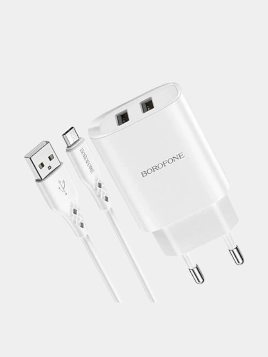Блок питания сетевой 2 USB Borofone, BN2, 2100mA,кабель микро USB
