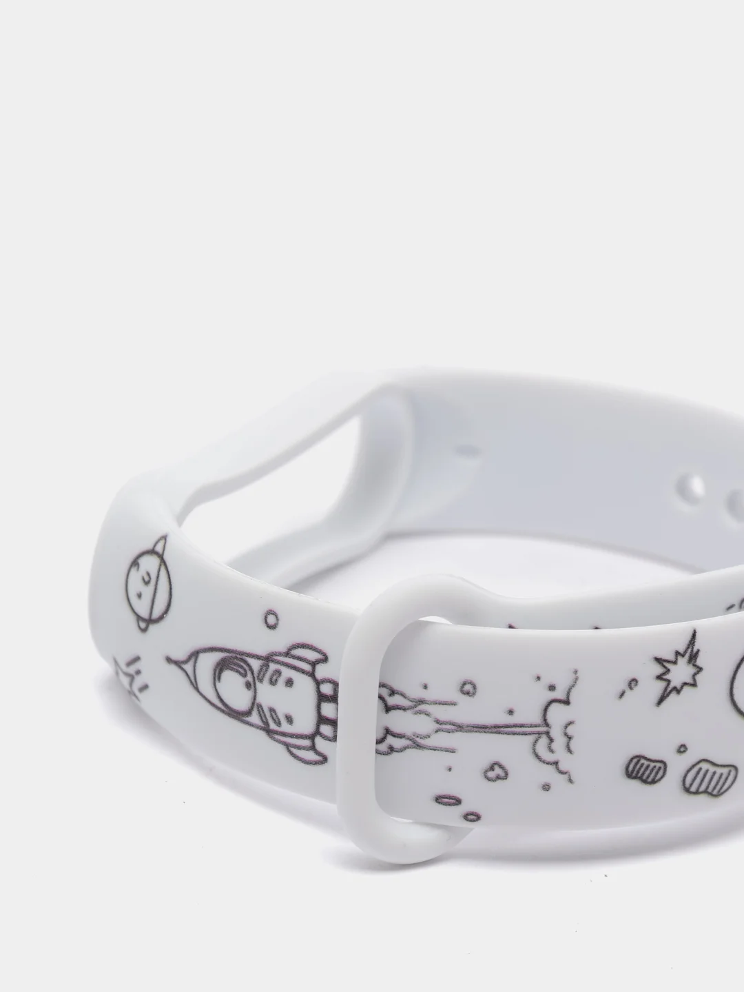 Белый ремешок с принтом для Xiaomi Mi Band 5, Band 6, силиконовый