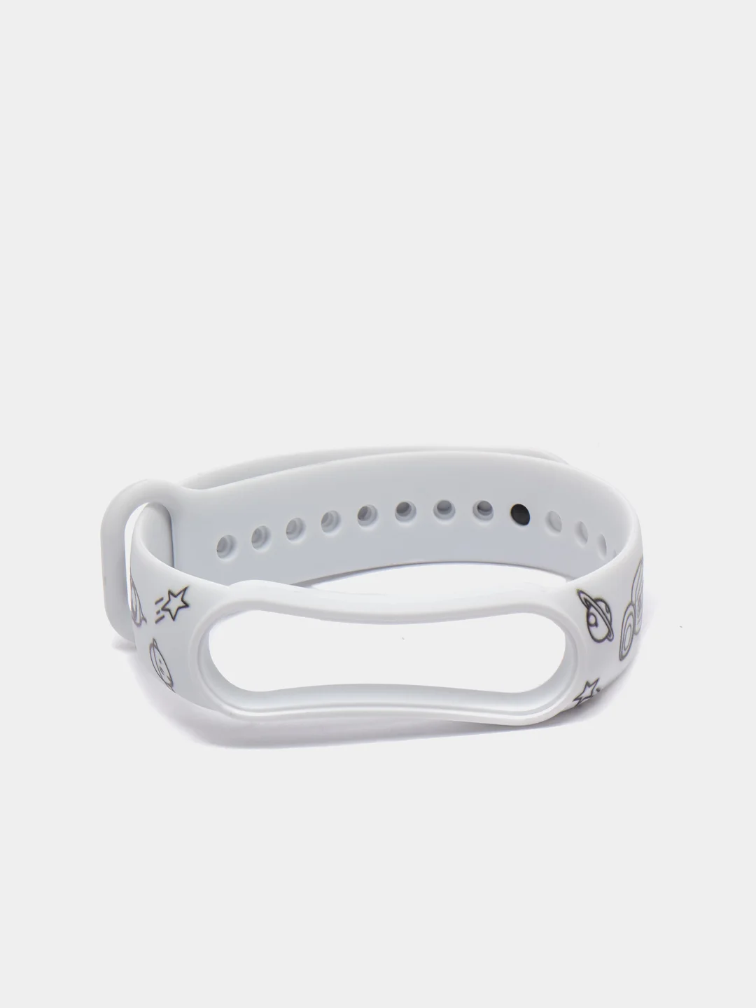 Белый ремешок с принтом для Xiaomi Mi Band 5, Band 6, силиконовый