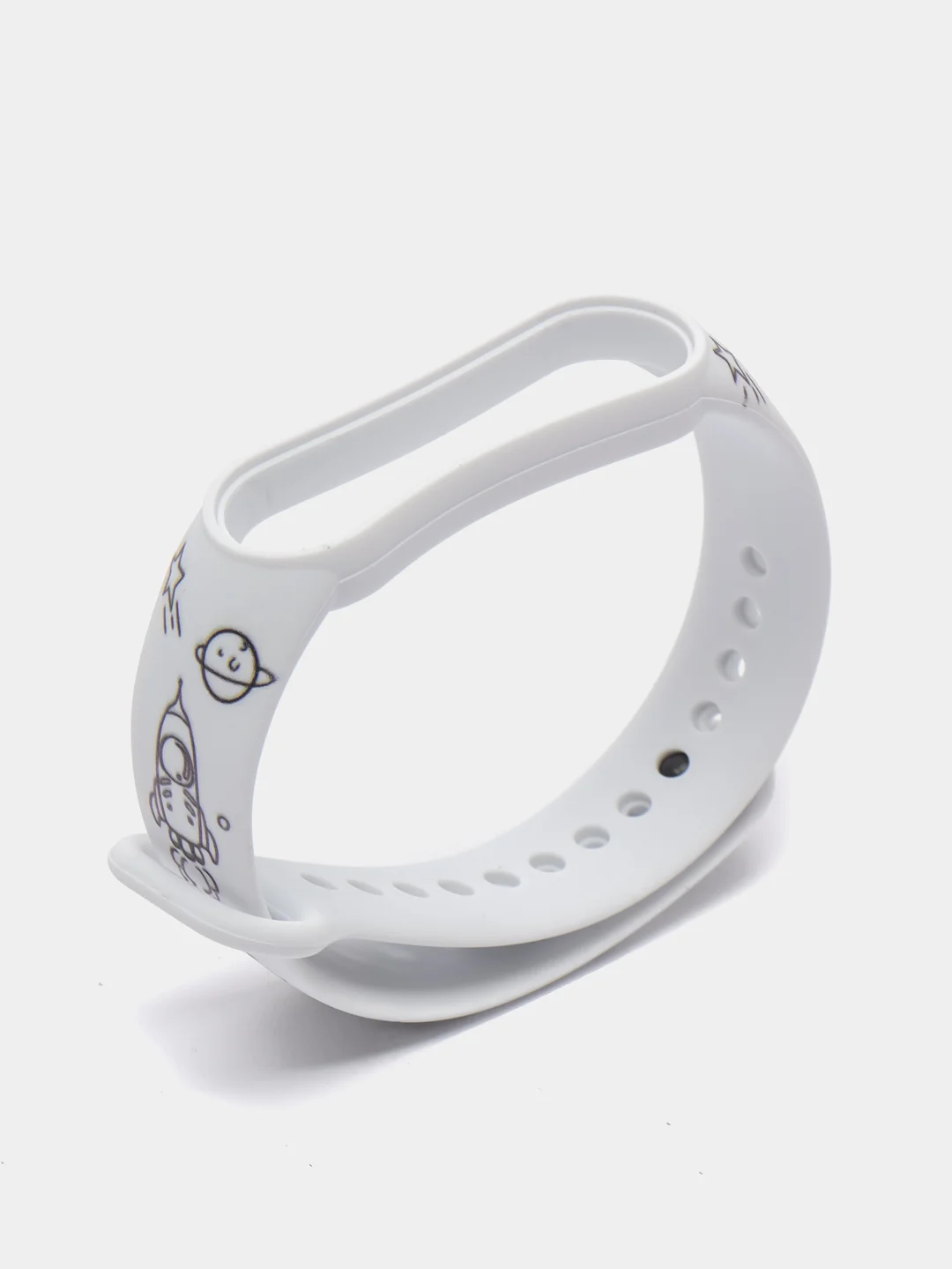 Белый ремешок с принтом для Xiaomi Mi Band 5, Band 6, силиконовый