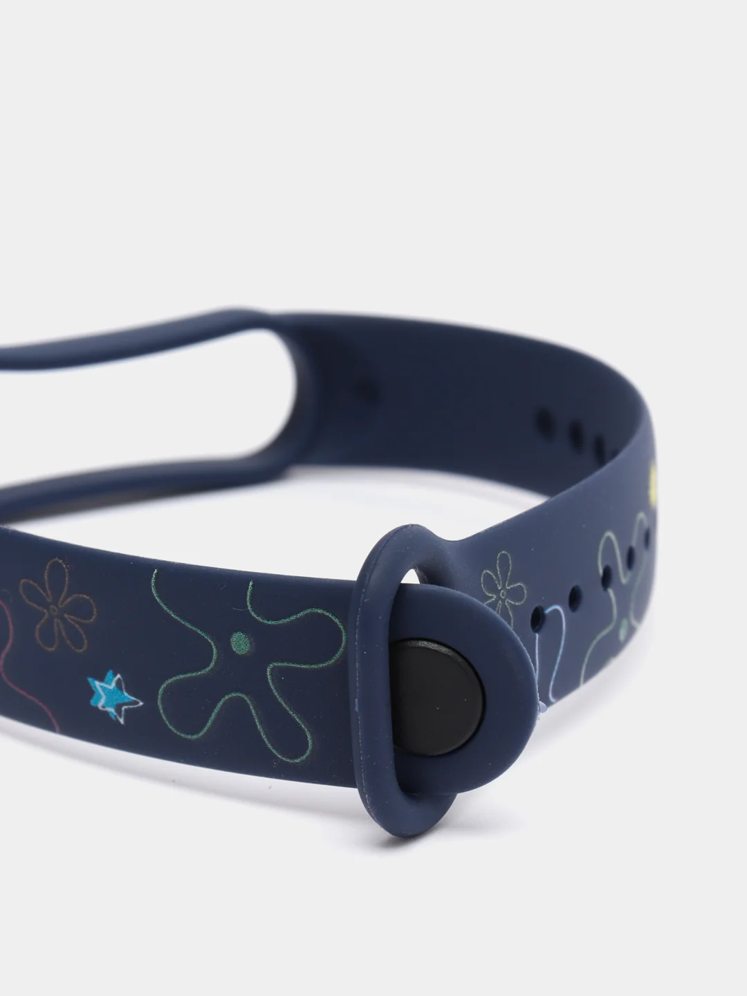 Синий силиконовый ремешок с принтом для Xiaomi Mi Band 7 / 3 / 4 / 5 / 6