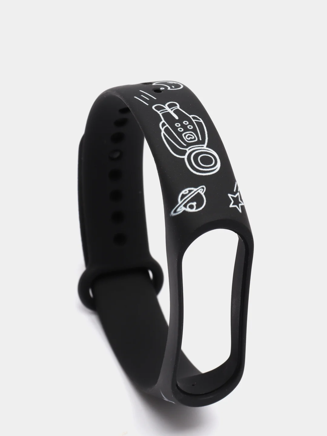 Фиолетовый силиконовый ремешок с принтом для Xiaomi Mi Band 7 / 3 / 4 / 5 / 6