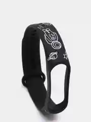 Фиолетовый силиконовый ремешок с принтом для Xiaomi Mi Band 7 / 3 / 4 / 5 / 6