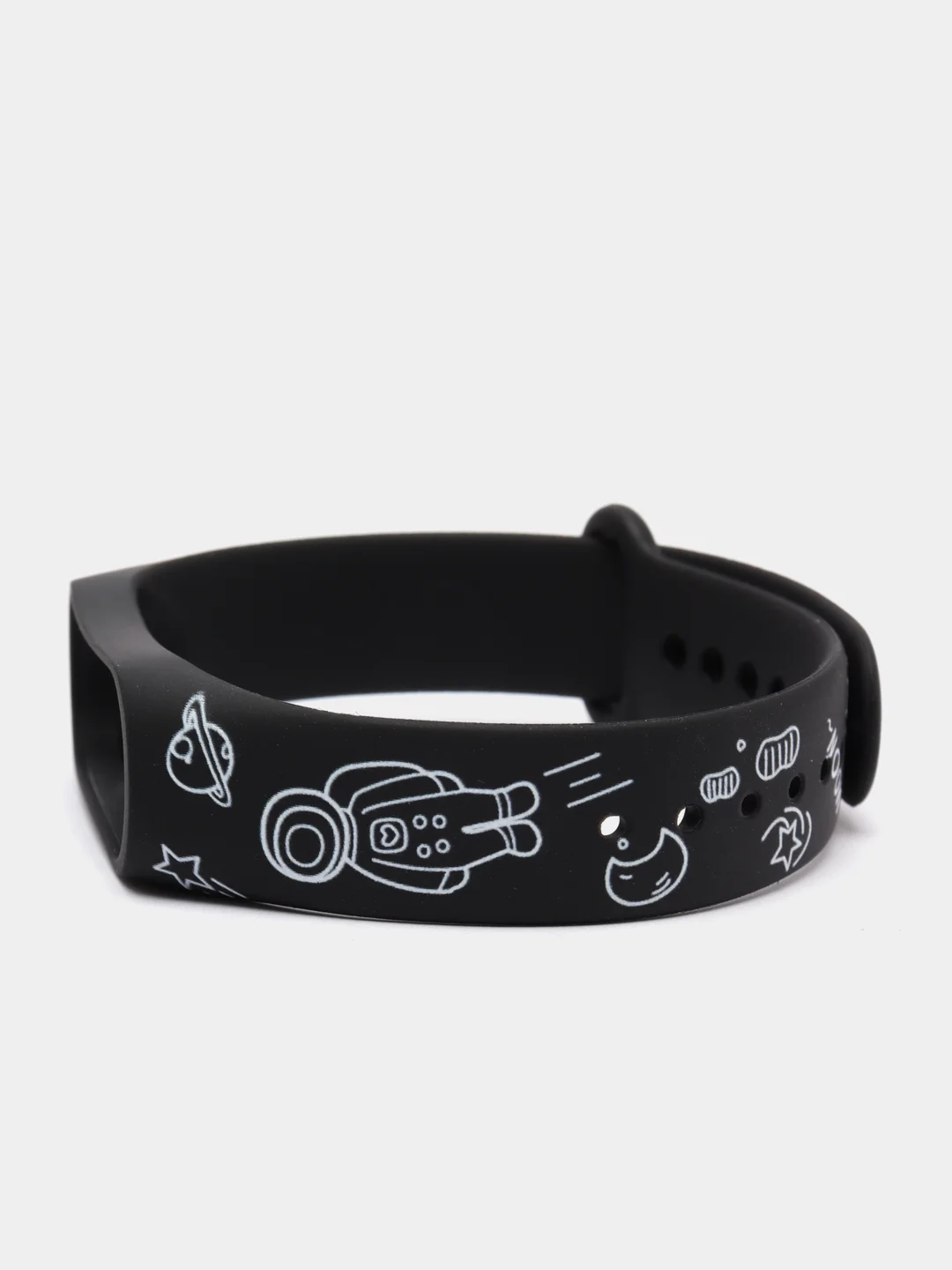 Фиолетовый силиконовый ремешок с принтом для Xiaomi Mi Band 7 / 3 / 4 / 5 / 6
