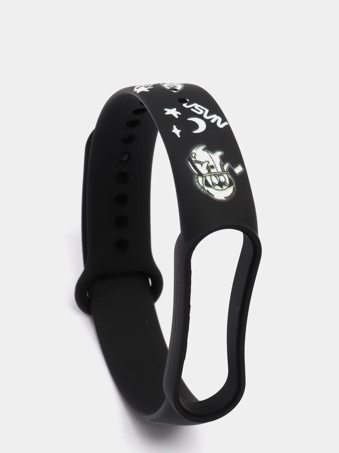 Молочный силиконовый ремешок с принтом для Xiaomi Mi Band 7 / 3 / 4 / 5 / 6