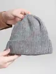 Серый шапка мужская зимняя "Максим", с отворотом на флисе, тёплая бини