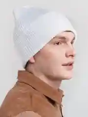 Белый шапка мужская / шапка бини / шапка унисекс /шапка женская /шапка бини с отворотом /вязаная