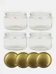 Набор банка стеклянная (под твист-офф 82мм) 0.25л икорная 4штуки  + крышки
