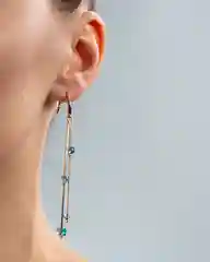 Серьги подвески висячие фианит аквамарин силиконовыми застежки Xuping