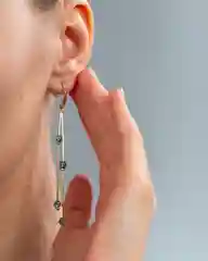 Серьги подвески висячие фианит аквамарин силиконовыми застежки Xuping
