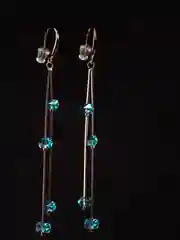 Серьги подвески висячие фианит аквамарин силиконовыми застежки Xuping