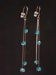 Серьги подвески висячие фианит аквамарин силиконовыми застежки Xuping