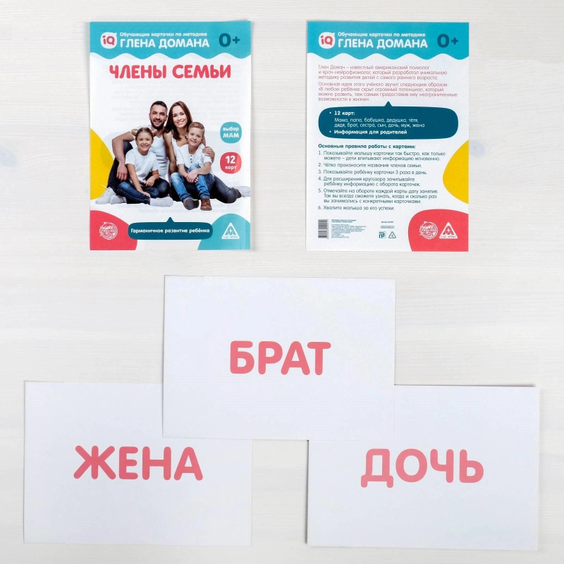 Обучающие карточки по методике Глена Домана "Члены семьи", 12 карт