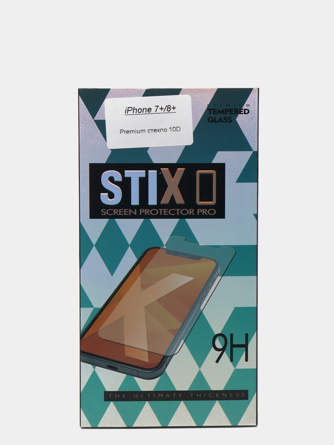 Черный защитное стекло STiX 10D iPhone 7+/8+ с рамкой, черное (PREМIUМ Олеофобное)