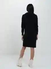 Черный трикотажное платье - худи, прямое, с капюшоном