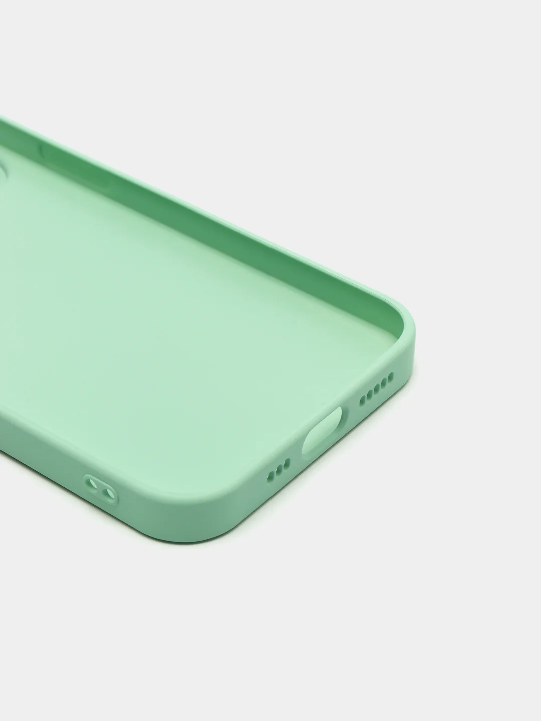 Мятный чехол силиконовый со стеклянной панелью для iPhone 13 Pro