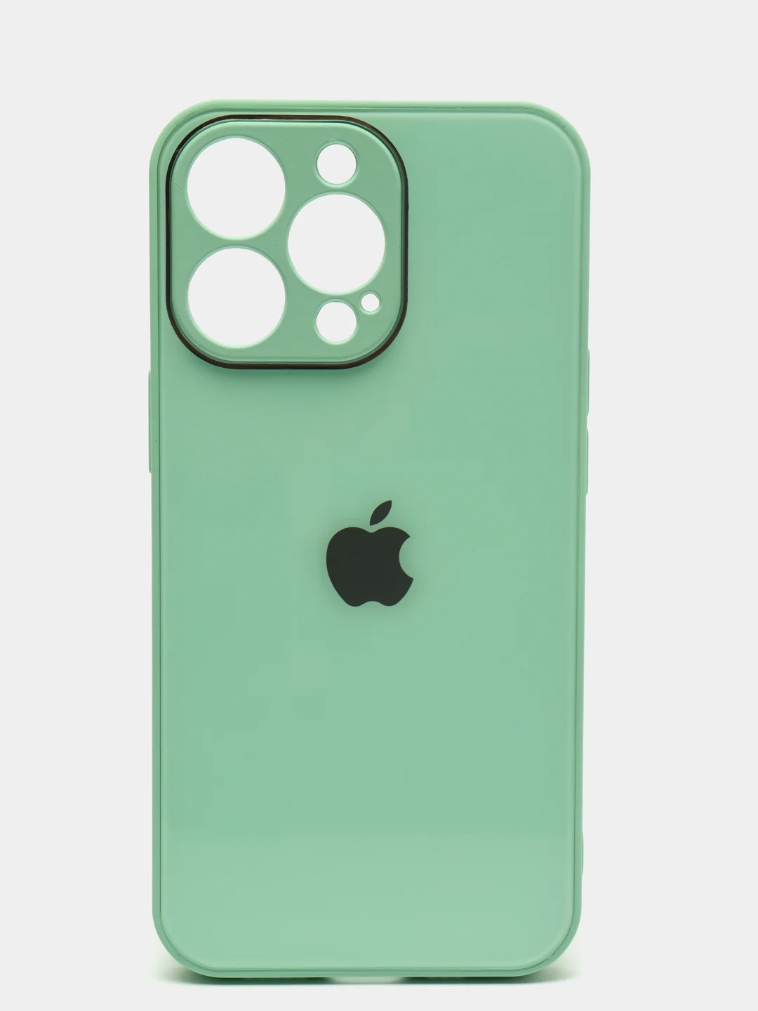 Мятный чехол силиконовый со стеклянной панелью для iPhone 13 Pro
