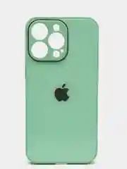 Мятный чехол силиконовый со стеклянной панелью для iPhone 13 Pro