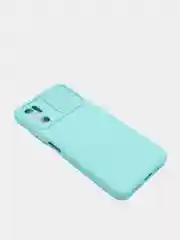 Бирюзовый чехол с раздвижным окном для защиты камеры POCO M3 PRO / NOTE 10T