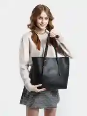 Черный сумка женская c косметичкой