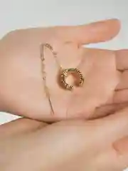 Индиго кафф и серьга золотистые