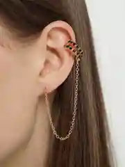 Черный кафф и серьга золотистые