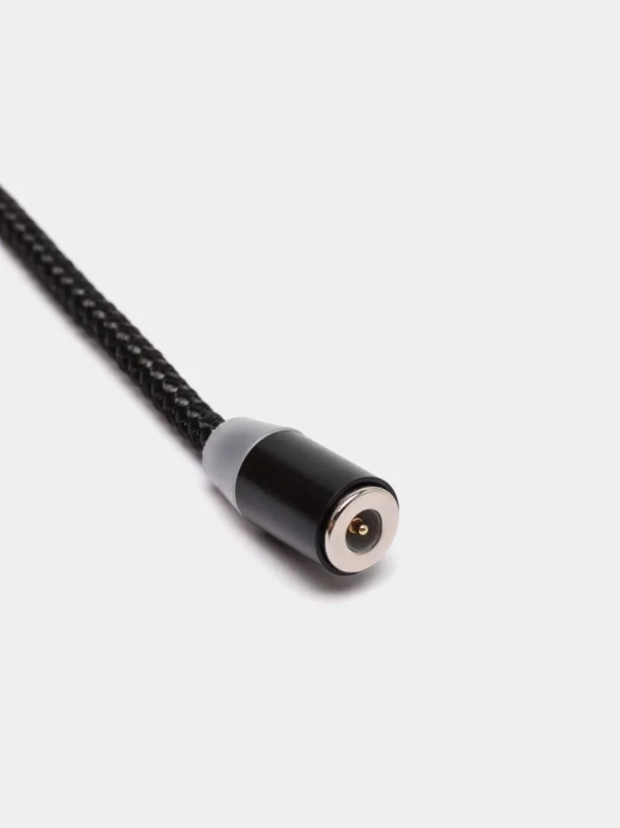 Тёмно-серый кабель зарядный магнитный тканевый MicroUSB/Type-C/Lightning  2.4A, Айфон, Андроид,головка