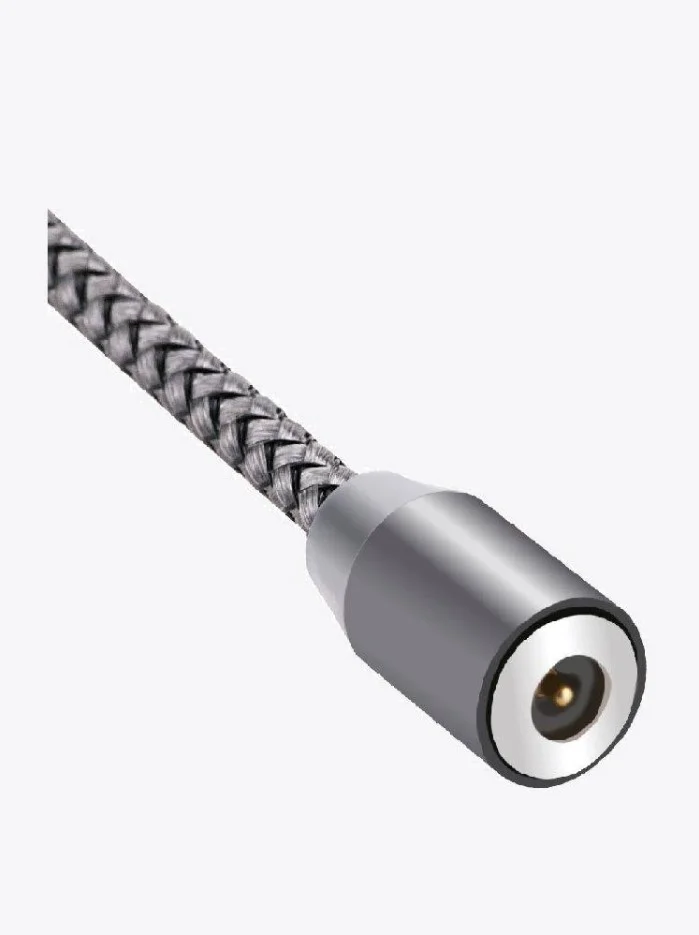 Тёмно-серый кабель зарядный магнитный тканевый MicroUSB/Type-C/Lightning  2.4A, Айфон, Андроид,головка