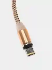 Тёмно-серый кабель зарядный магнитный тканевый MicroUSB/Type-C/Lightning  2.4A, Айфон, Андроид,головка