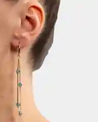Серьги подвески висячие фианит аквамарин силиконовыми застежки Xuping
