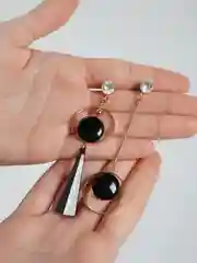 Золотой серьги длинные, ассиметричные сережки-гвоздики, 2 цвета