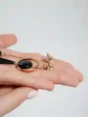 Золотой серьги длинные, ассиметричные сережки-гвоздики, 2 цвета
