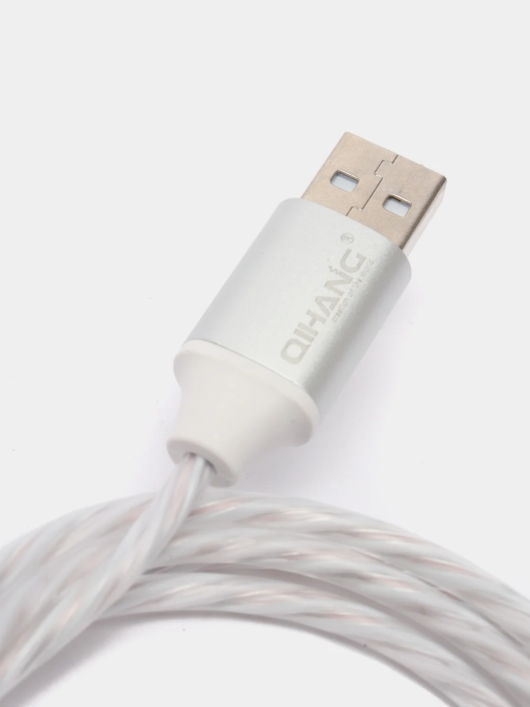 Белый светящийся кабель Lightning / micro-USB для быстрой зарядки телефона