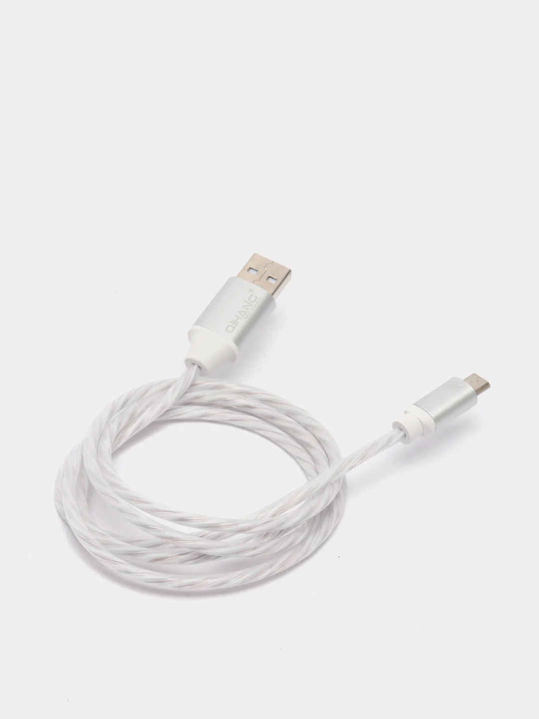 Белый светящийся кабель Lightning / micro-USB для быстрой зарядки телефона