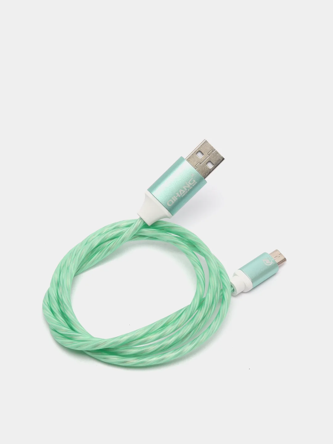 Зеленый светящийся кабель Lightning / micro-USB для быстрой зарядки телефона
