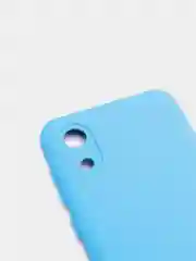 Голубой чехол для Samsung A03 Core с защитой камеры и с бархатом внутри