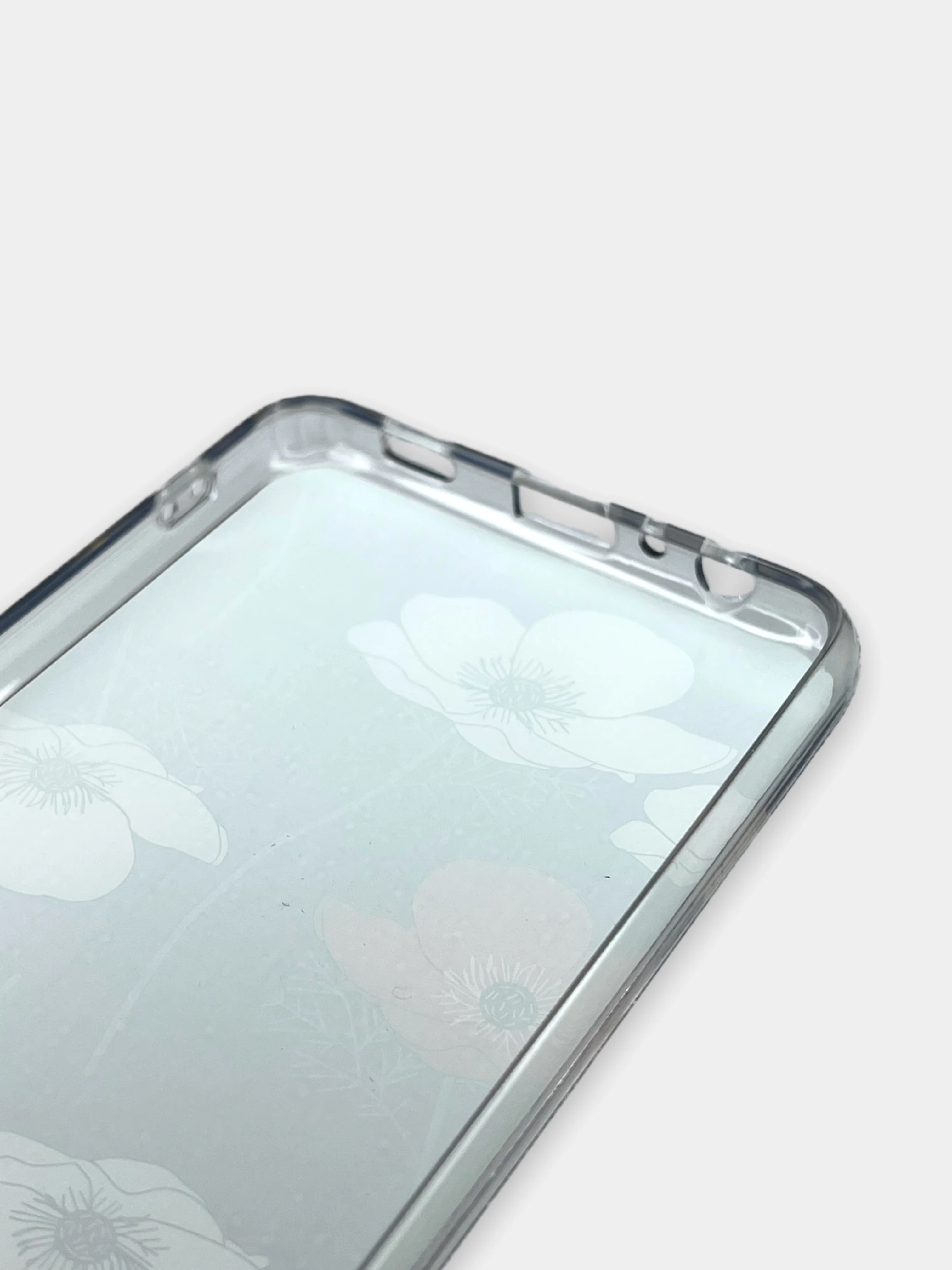 Темно-синий чехол Samsung Galaxy M32, Самсунг Галакси М32 силиконовый с мраморным рисунком и цветами