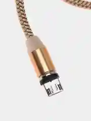 Тёмно-серый кабель зарядный магнитный тканевый MicroUSB/Type-C/Lightning  2.4A, Айфон, Андроид,головка