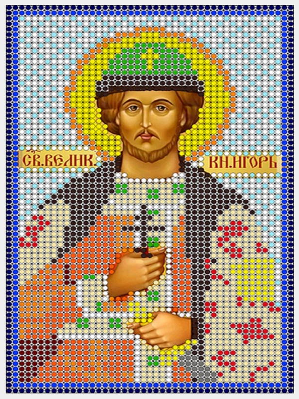 Рисунок на ткани для вышивания бисером "Святой Князь Игорь", 21 х 29 см