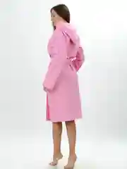 Халат вафельный банный с капюшоном, розовый
