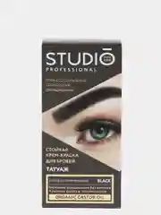 Studio Стойкая краска для бровей с эффектом татуажа Экстра-чёрный, 30/20 мл