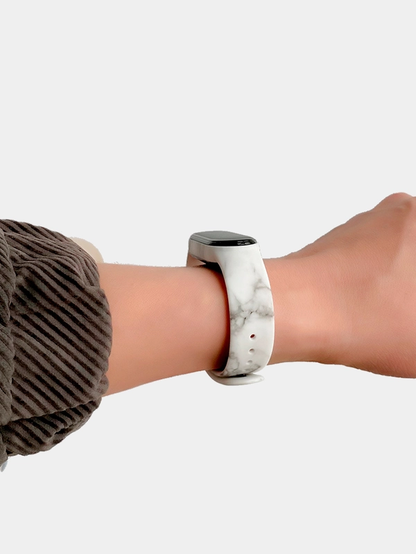 Ремешок для Xiaomi mi band 3 / 4 / 5 / 6 / 7  силиконовый мраморный сяоми ми банд фитнес