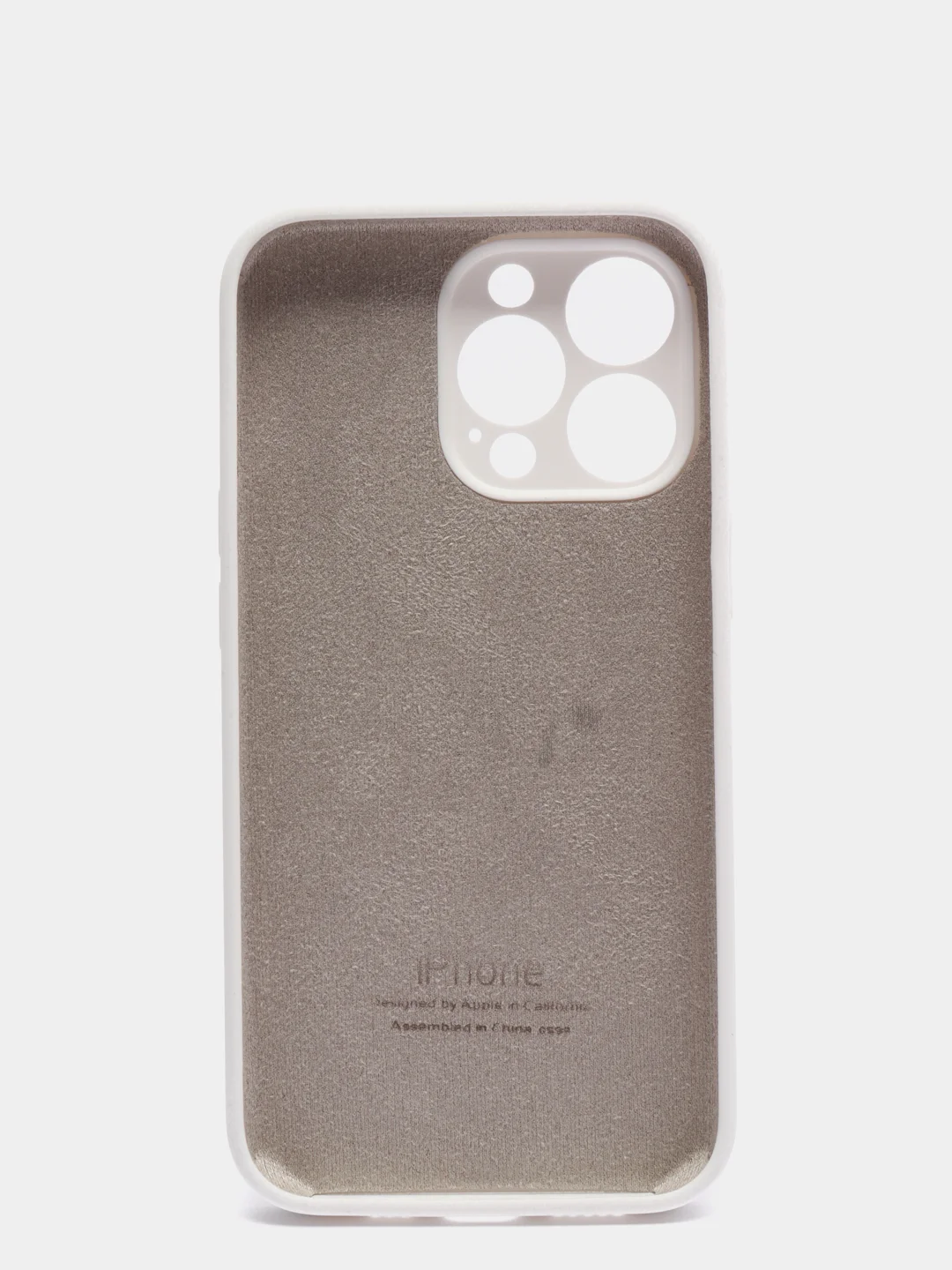 Белый чехол Silicone Case для iPhone 13 Pro, с защитой камеры, закрытый низ
