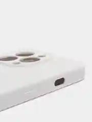 Белый чехол Silicone Case для iPhone 13 Pro, с защитой камеры, закрытый низ