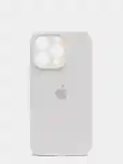 Белый чехол Silicone Case для iPhone 13 Pro, с защитой камеры, закрытый низ