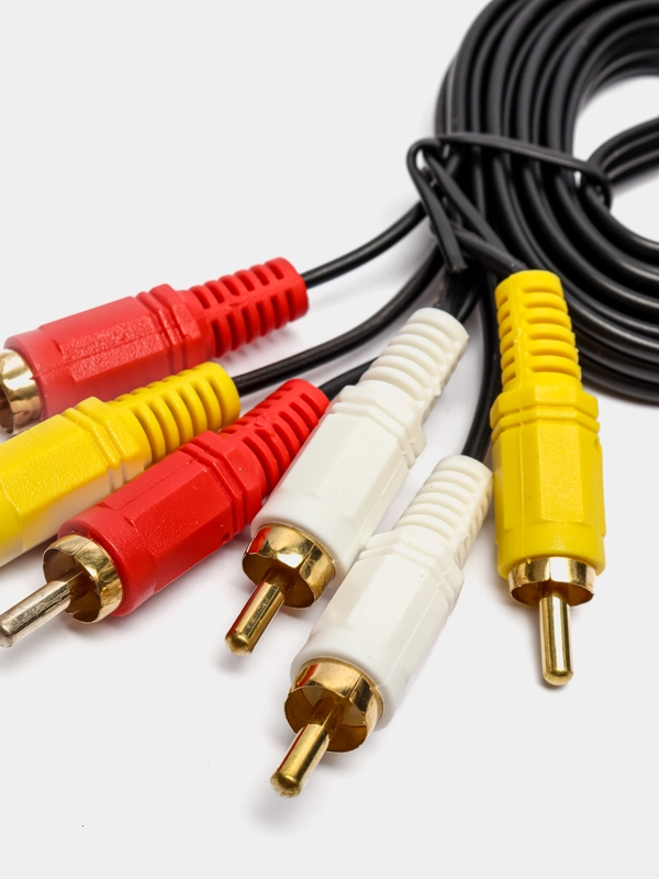 Аудио-видео кабель, тюльпаны 3 RCA - 3RCA 1,5 метра, кабель для приставки, для телевизора