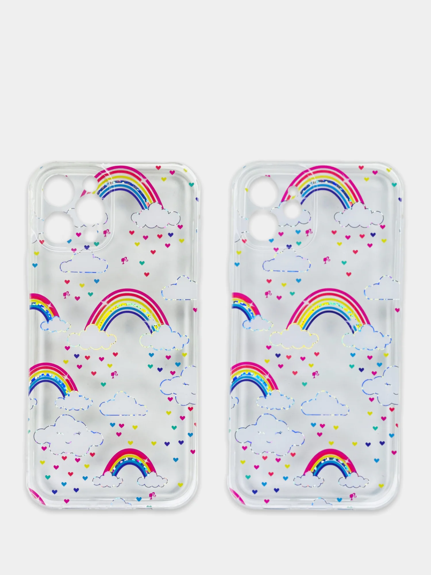 Конфетный чехол Apple iPhone 12, 12 Pro, 12 Mini прозрачный с рисунком и блестками