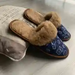 Синий тапочки домашние мужские закрытые