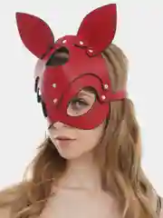 Красный бдсм маска кошки, кожаная