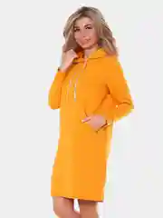 Желтый платье женское трикотажноое, худи
